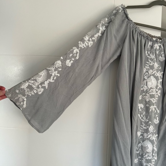 Tobi Blue-Grey Off the Shoulder Dress - L - Picture 4 of 9